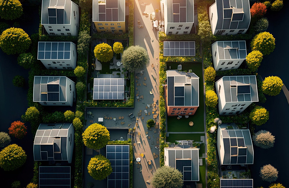 Quartiere con impianti fotovoltaici